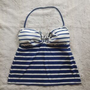 Lauren Ralph Lauren Halter Tankini Women's Size 12 Blue White Strip Nautical